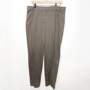 J Jill Plaid Checkered Cotton Ponte Slim Leg Pants Black Brown Size Large Tall